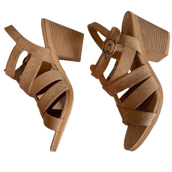 𝅺ROCKET DOG Tan Strappy Block Heels Size 10M NEW - Picture 3 of 9